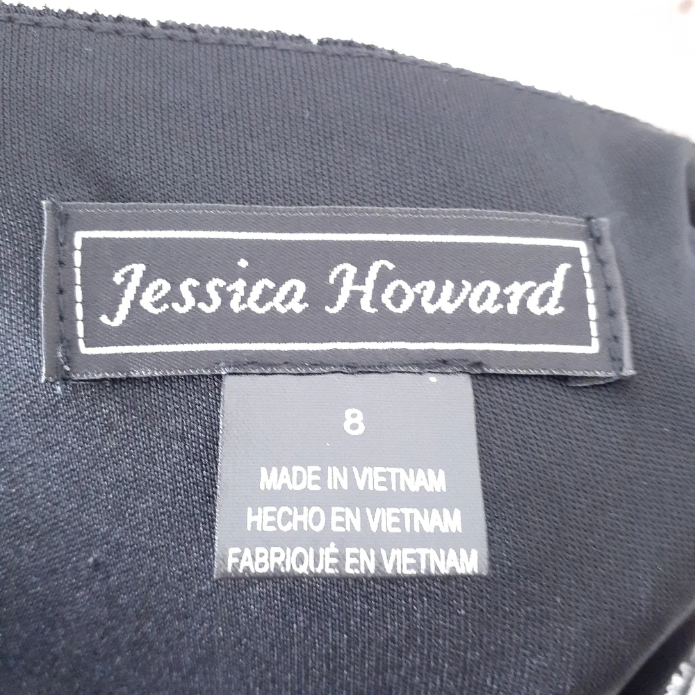Jessica Howard Sheath Dress Sz 8 Herringbone Black Silver 946 - Picture 7 of 8